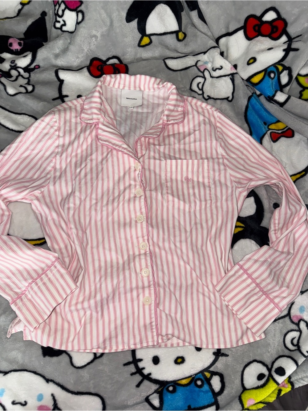 Reformation Coco Piping
Stretch Pink Stripe Organic Cotton
Pajamas Medium